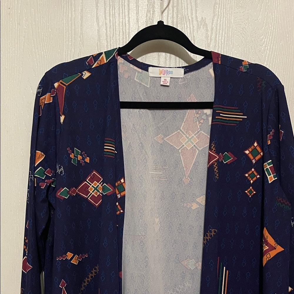 LuLaRoe Sarah Geometric Patterned Cardigan Featuring Pockets XL BNWT